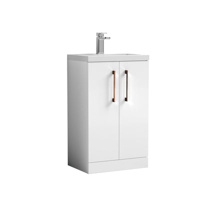 [BFLE006H019] Bramshall Contemporary Compact Floor Standing Vanity Basin Unit with Polymarble Basin, 500mm, Choice of Colour and Handle Finish - Cutout