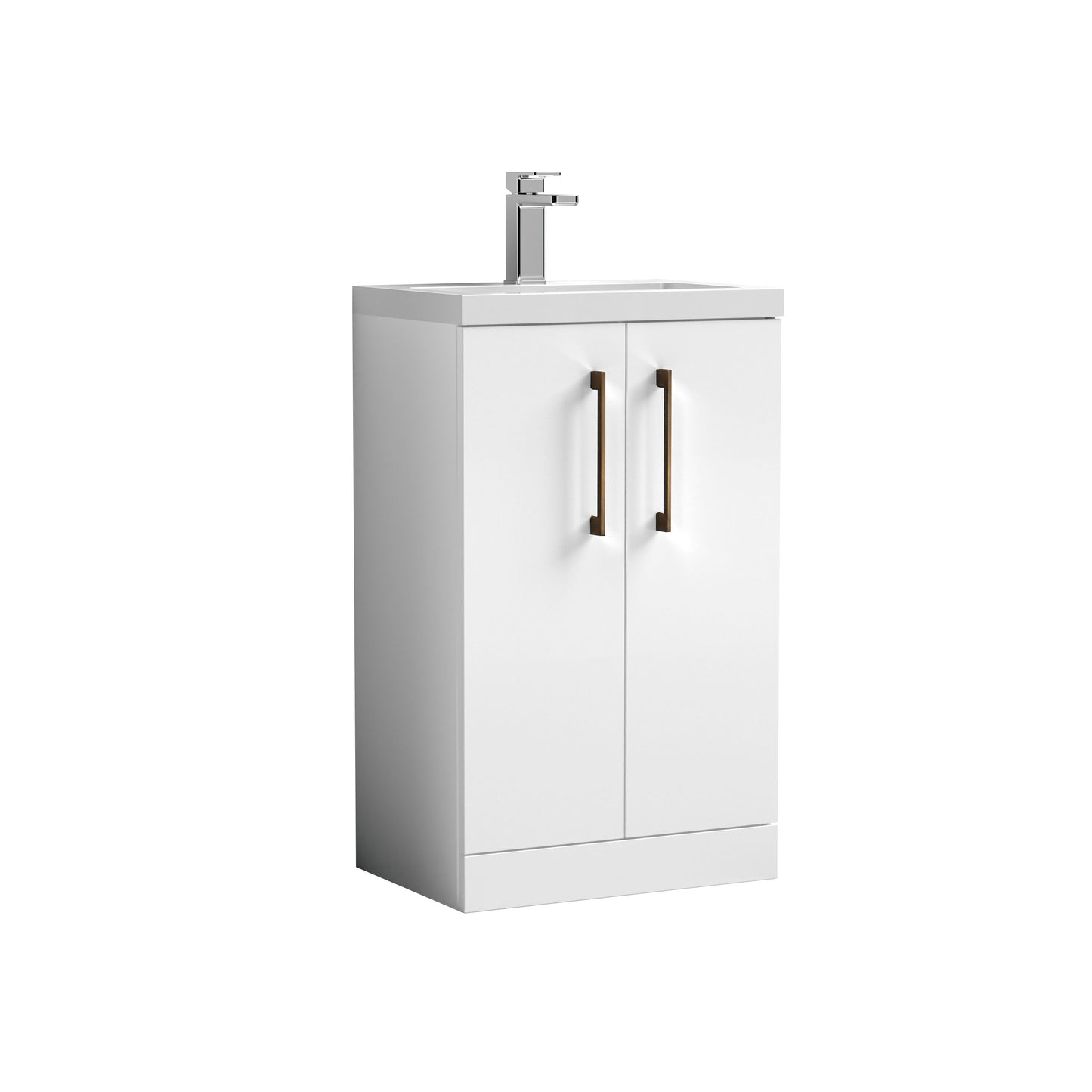 [BFLE006H1516] Bramshall Contemporary Compact Floor Standing Vanity Basin Unit with Polymarble Basin, 500mm, Choice of Colour and Handle Finish - Cutout