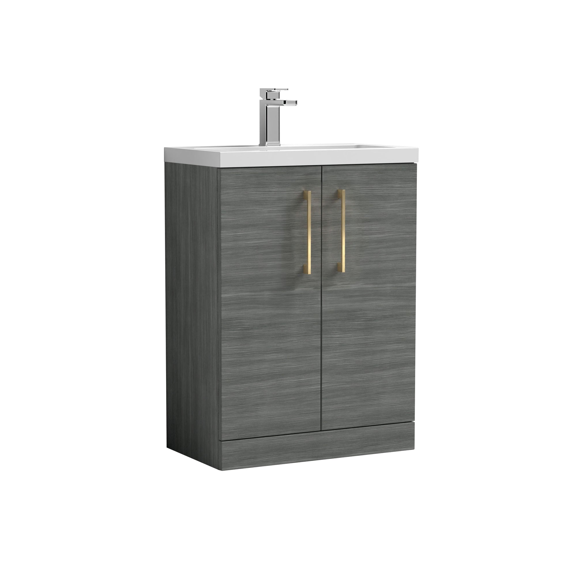 [BFLE025EH017] Bramshall Contemporary Compact Floor Standing Vanity Basin Unit with Ceramic Basin, 600mm, Choice of Colour and Handle Finish - Cutout