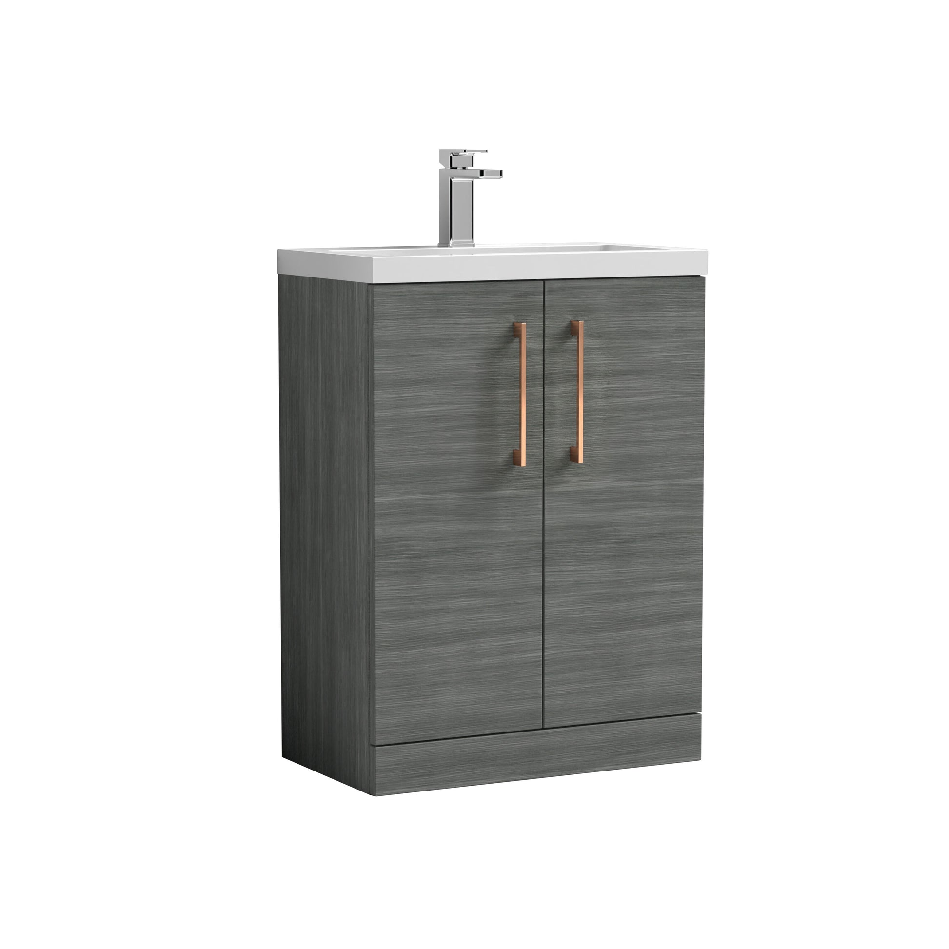 [BFLE025EH019] Bramshall Contemporary Compact Floor Standing Vanity Basin Unit with Ceramic Basin, 600mm, Choice of Colour and Handle Finish - Cutout