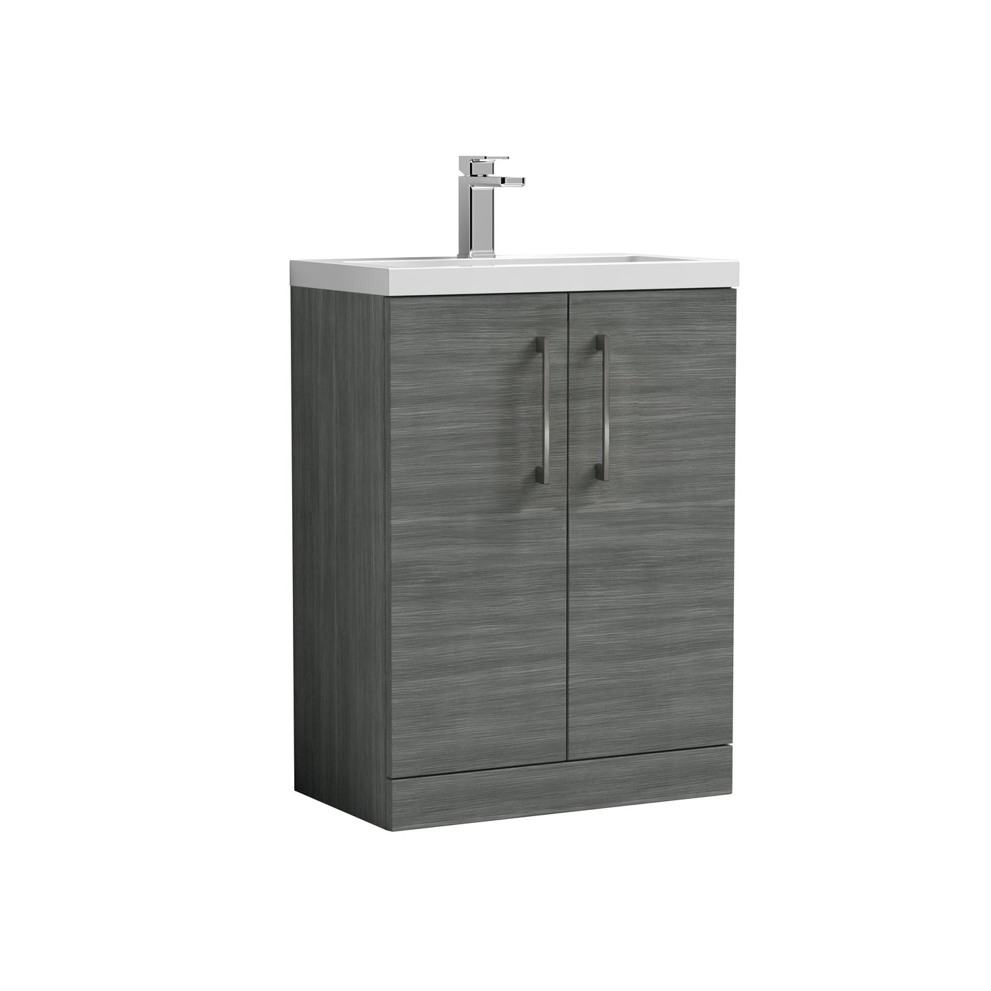 [BFLE025EH716] Bramshall Contemporary Compact Floor Standing Vanity Basin Unit with Ceramic Basin, 600mm, Choice of Colour and Handle Finish - Cutout
