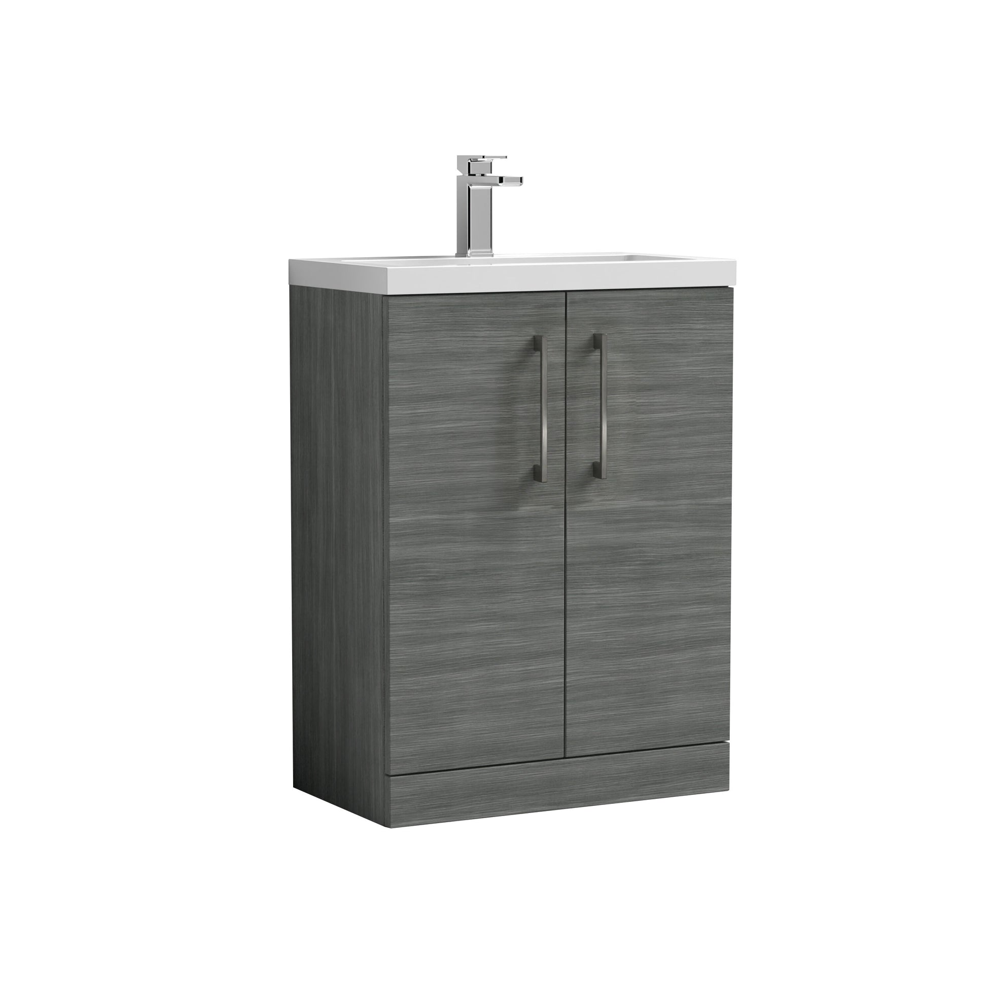 [BFLE025EH716] Bramshall Contemporary Compact Floor Standing Vanity Basin Unit with Ceramic Basin, 600mm, Choice of Colour and Handle Finish - Cutout