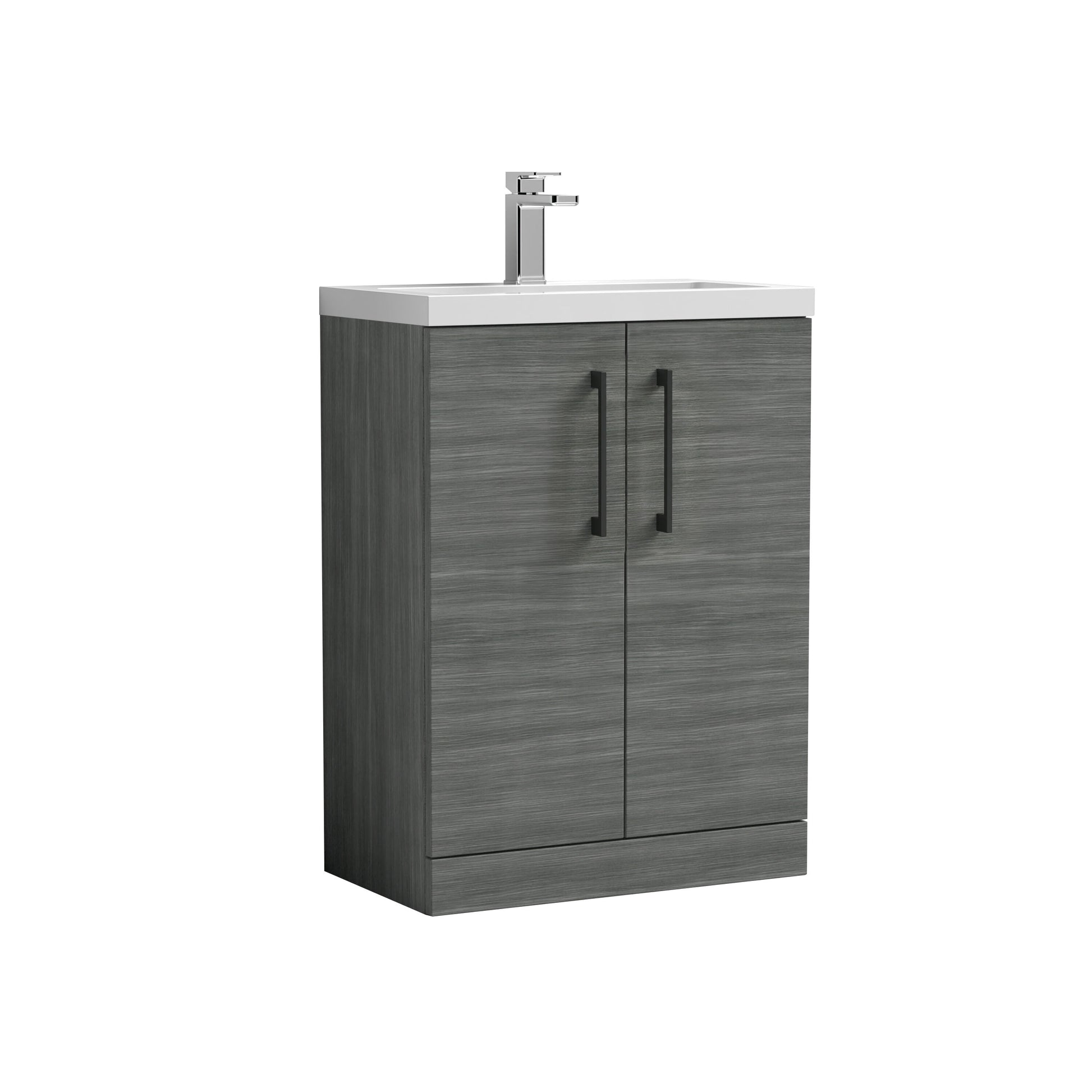 [BFLE025H018] Bramshall Contemporary Compact Floor Standing Vanity Basin Unit with Polymarble Basin, 600mm, Choice of Colour and Handle Finish - Cutout