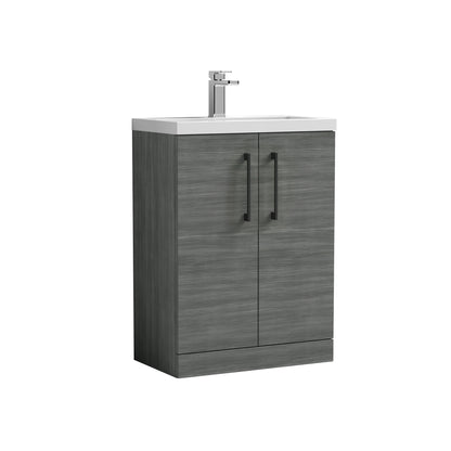[BFLE025H018] Bramshall Contemporary Compact Floor Standing Vanity Basin Unit with Polymarble Basin, 600mm, Choice of Colour and Handle Finish - Cutout