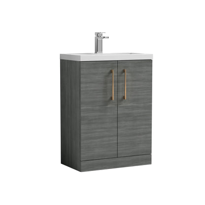 [BFLE025H1516] Bramshall Contemporary Compact Floor Standing Vanity Basin Unit with Polymarble Basin, 600mm, Choice of Colour and Handle Finish - Cutout