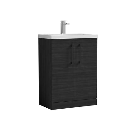 [BFLE026EH018] Bramshall Contemporary Compact Floor Standing Vanity Basin Unit with Ceramic Basin, 600mm, Choice of Colour and Handle Finish - Cutout