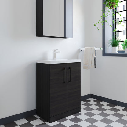 [BFLE026H018] Bramshall Contemporary Compact Floor Standing Vanity Basin Unit with Polymarble Basin, 600mm, Choice of Colour and Handle Finish - Lifestyle 2