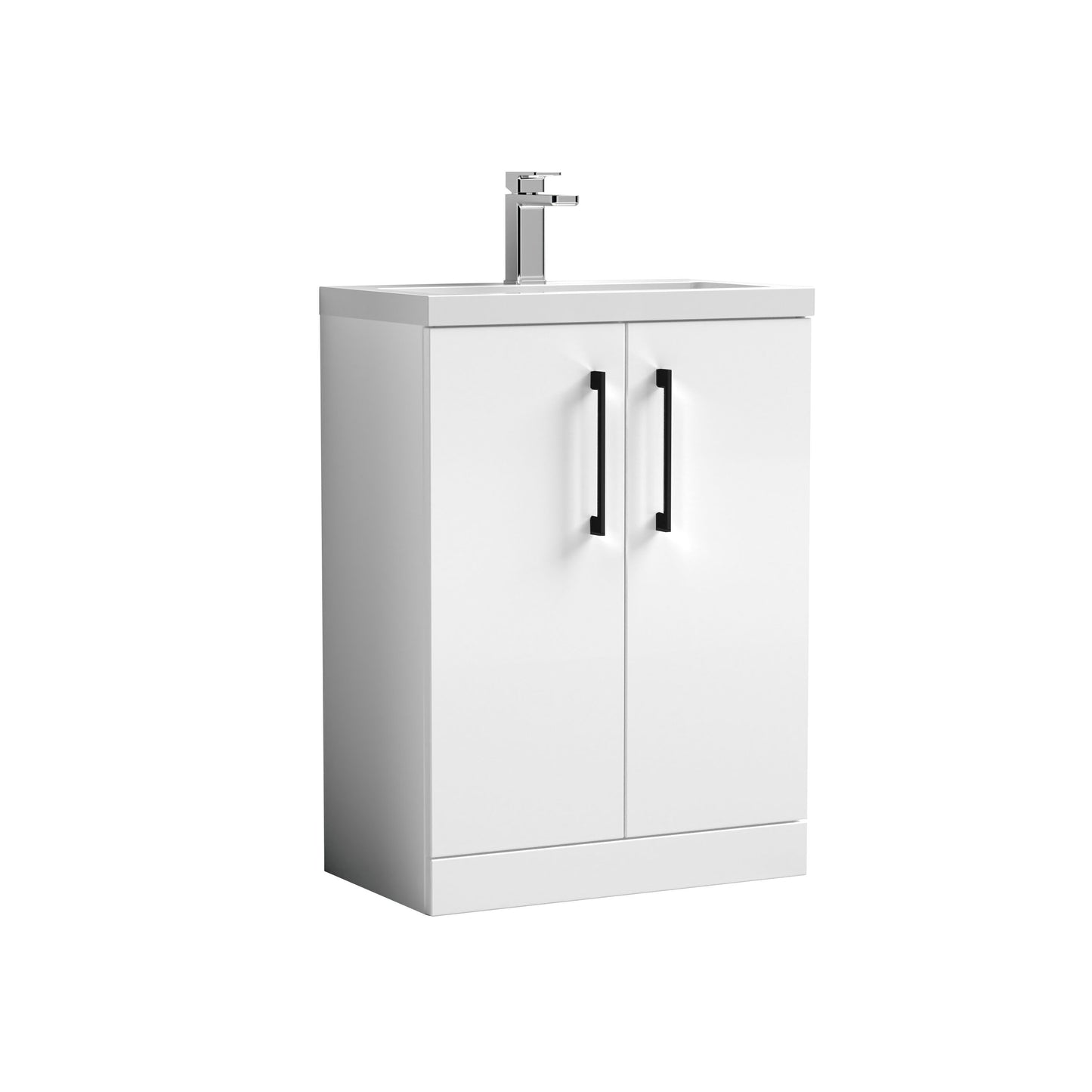 [BFLE027EH018] Bramshall Contemporary Compact Floor Standing Vanity Basin Unit with Ceramic Basin, 600mm, Choice of Colour and Handle Finish - Cutout
