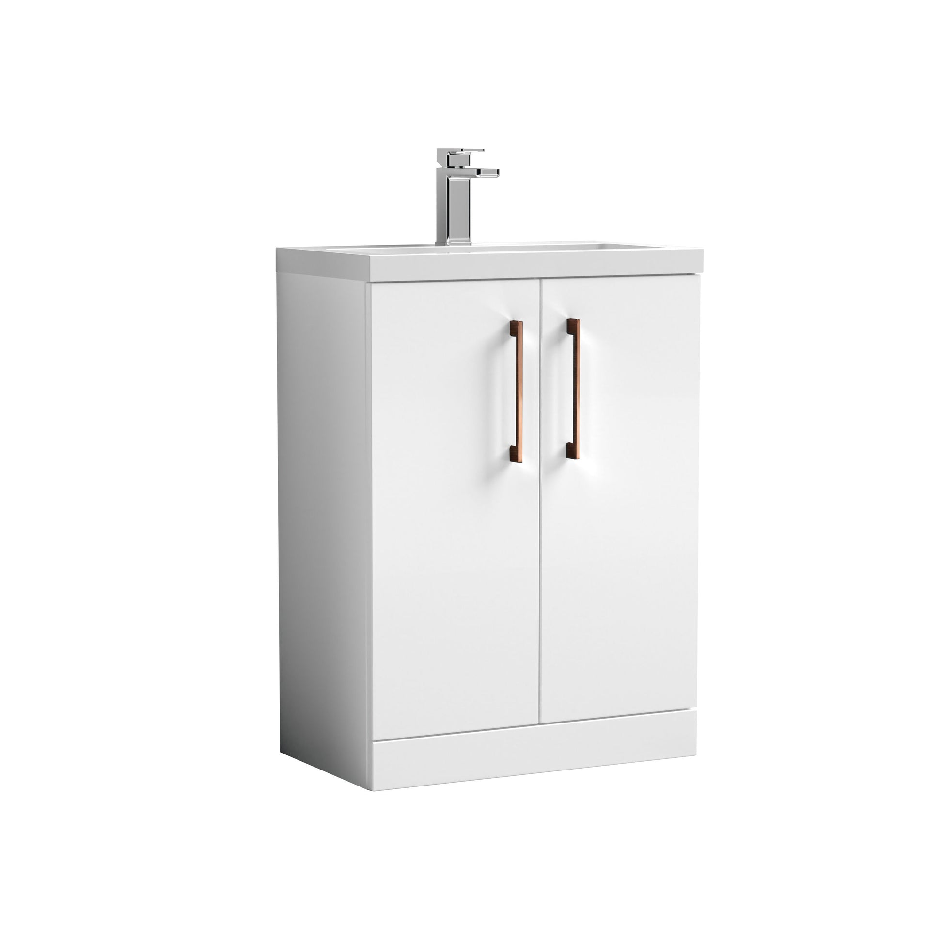 [BFLE027H019] Bramshall Contemporary Compact Floor Standing Vanity Basin Unit with Polymarble Basin, 600mm, Choice of Colour and Handle Finish - Cutout