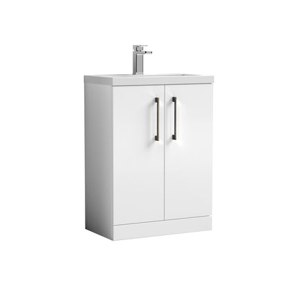 [BFLE027H716] Bramshall Contemporary Compact Floor Standing Vanity Basin Unit with Polymarble Basin, 600mm, Choice of Colour and Handle Finish - Cutout
