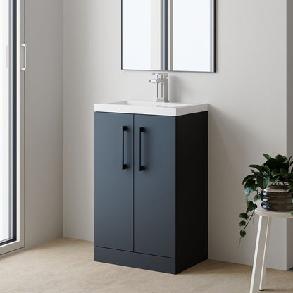 [BFLE028H018] Bramshall Contemporary Compact Floor Standing Vanity Basin Unit with Polymarble Basin, 500mm, Choice of Colour and Handle Finish - Lifestyle 2