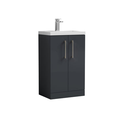 [BFLE028H716] Bramshall Contemporary Compact Floor Standing Vanity Basin Unit with Polymarble Basin, 500mm, Choice of Colour and Handle Finish - Cutout