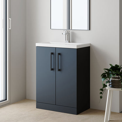 [BFLE029EH018] Bramshall Contemporary Compact Floor Standing Vanity Basin Unit with Ceramic Basin, 600mm, Choice of Colour and Handle Finish - Lifestyle 3