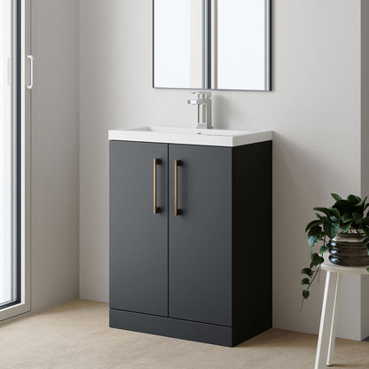 [BFLE029H1516] Bramshall Contemporary Compact Floor Standing Vanity Basin Unit with Polymarble Basin, 600mm, Choice of Colour and Handle Finish - Lifestyle 3