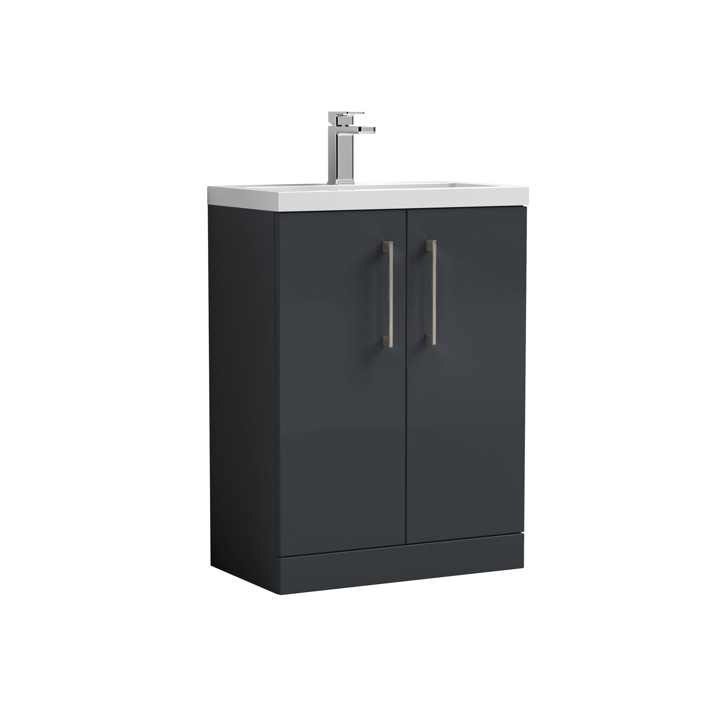 [BFLE029H716] Bramshall Contemporary Compact Floor Standing Vanity Basin Unit with Polymarble Basin, 600mm, Choice of Colour and Handle Finish - Cutout