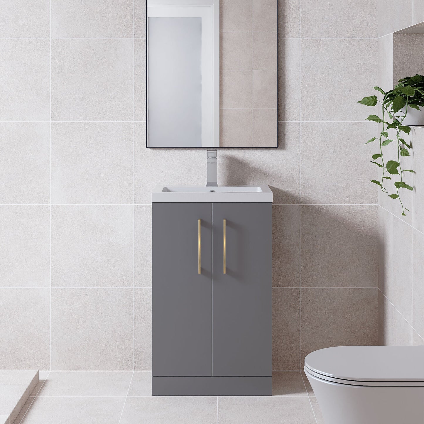 [BFLE030EH017] Bramshall Floor Standing Cloakroom Vanity Basin Unit with Choice of Finish, Handle Finish and Size - Lifestyle 1