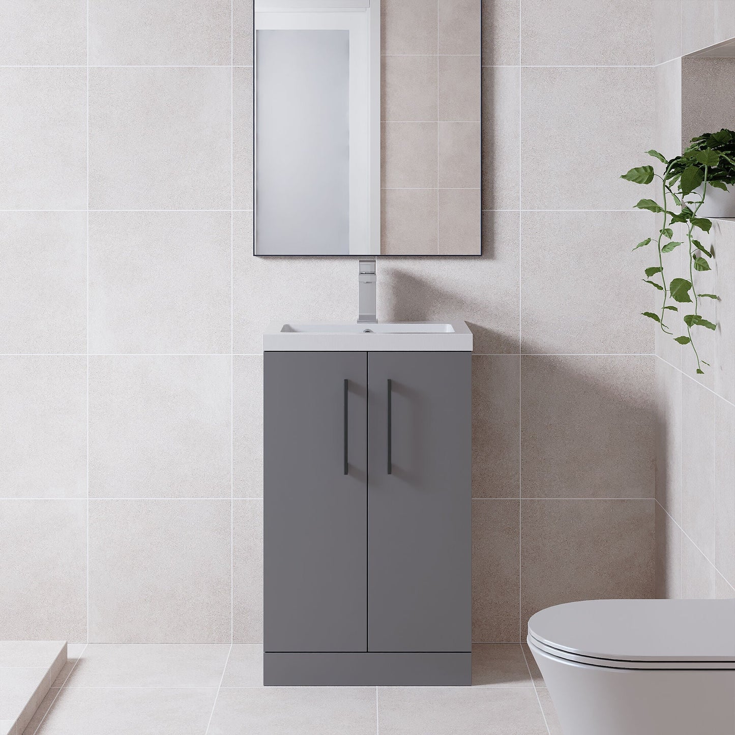 [BFLE030EH018] Bramshall Floor Standing Cloakroom Vanity Basin Unit with Choice of Finish, Handle Finish and Size - Lifestyle 1