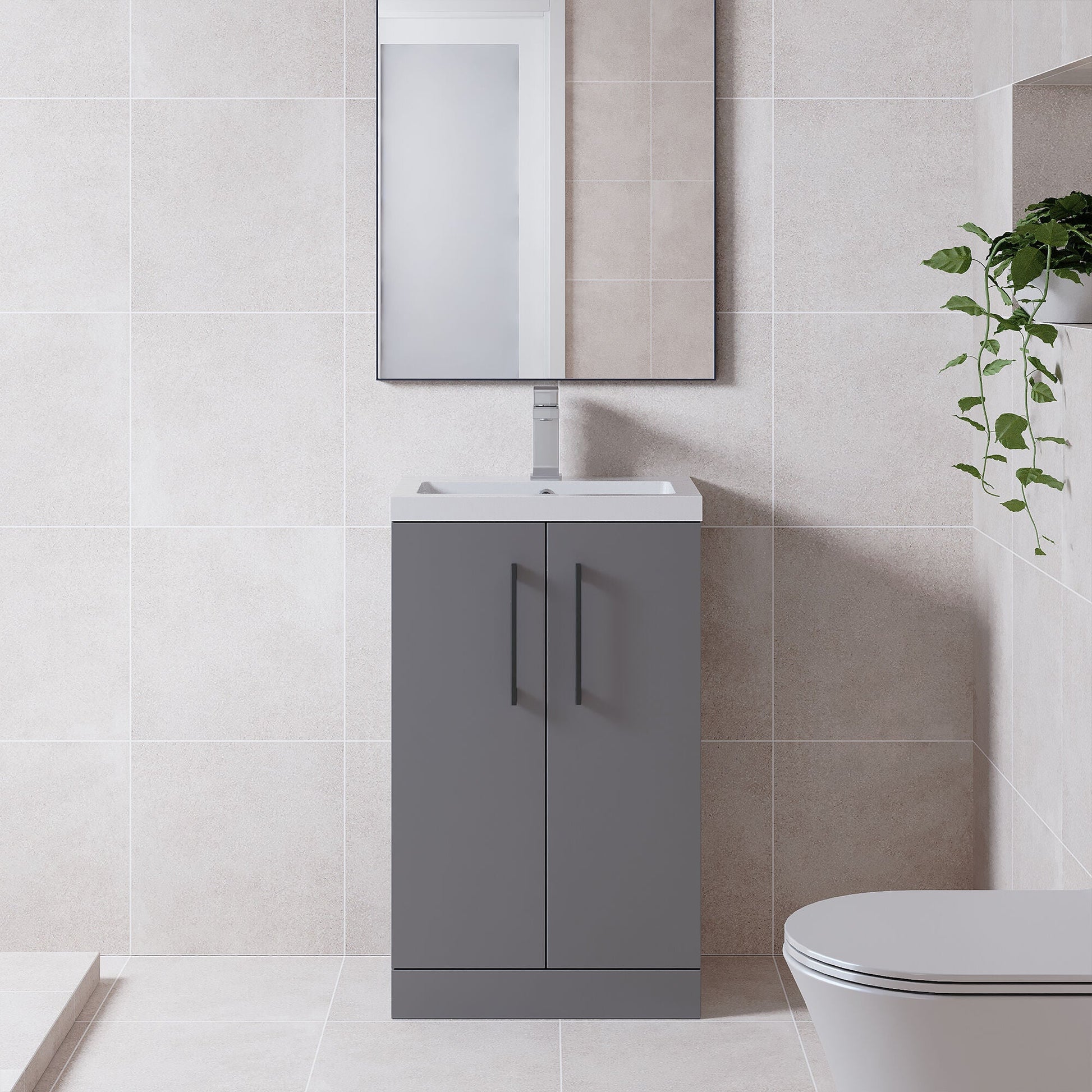 [BFLE030EH018] Bramshall Floor Standing Cloakroom Vanity Basin Unit with Choice of Finish, Handle Finish and Size - Lifestyle 1