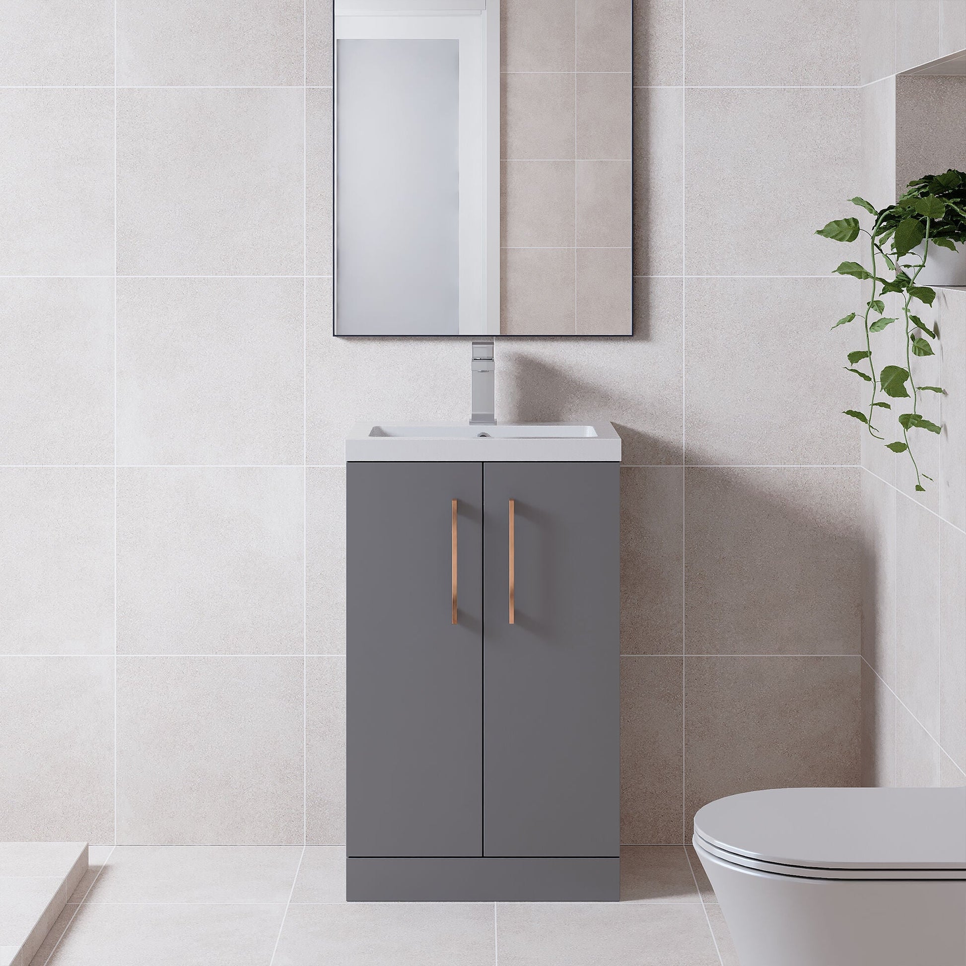 [BFLE030EH019] Bramshall Floor Standing Cloakroom Vanity Basin Unit with Choice of Finish, Handle Finish and Size - Lifestyle 1