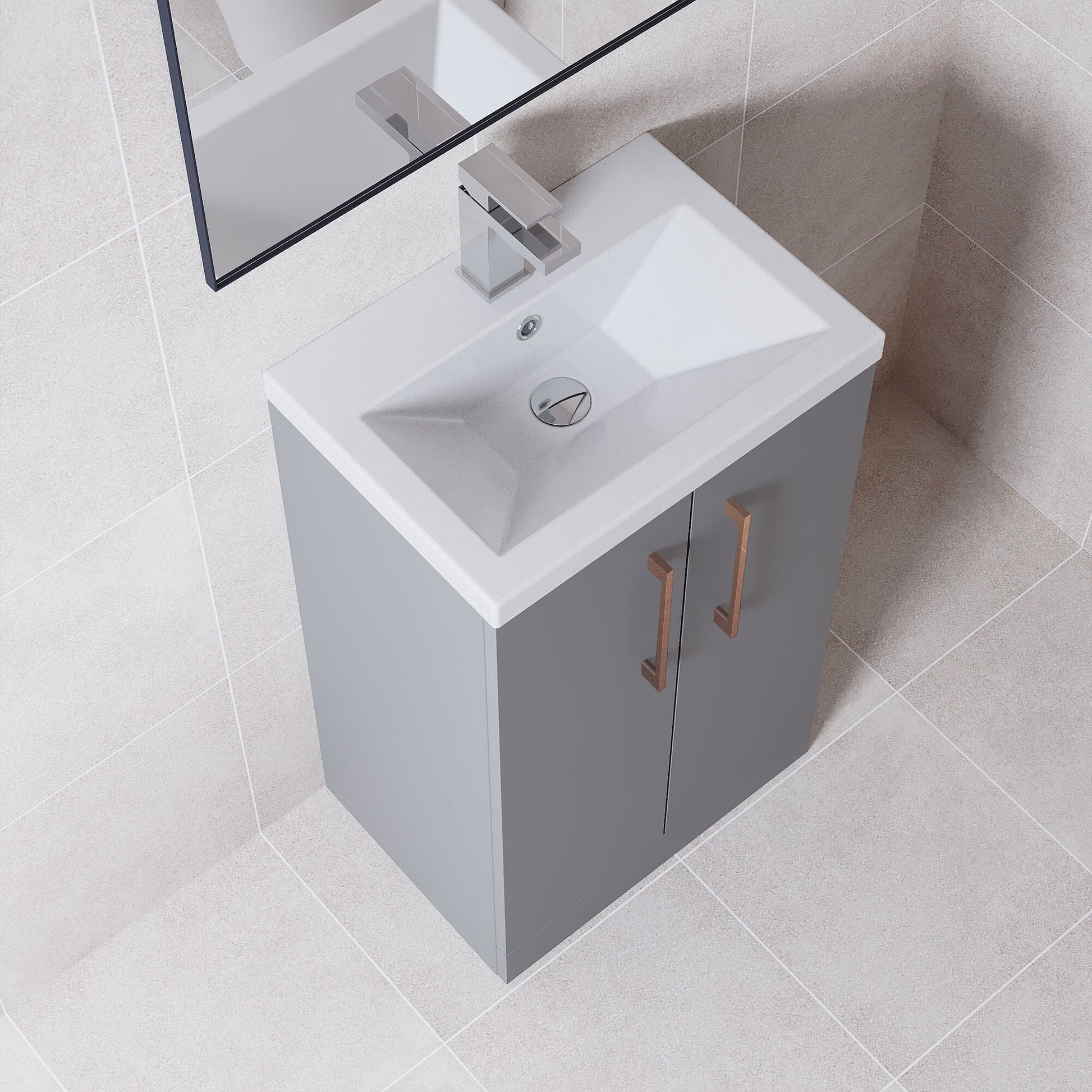 [BFLE030EH1516] Bramshall Floor Standing Cloakroom Vanity Basin Unit with Choice of Finish, Handle Finish and Size - Lifestyle 2
