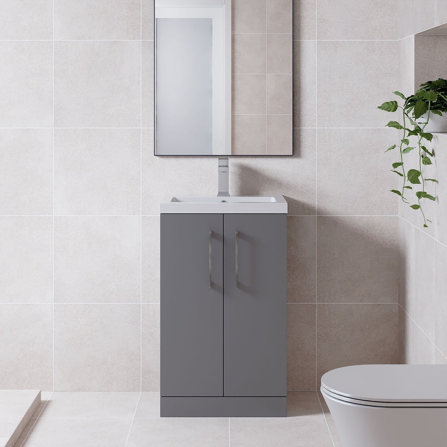 [BFLE030EH716] Bramshall Floor Standing Cloakroom Vanity Basin Unit with Choice of Finish, Handle Finish and Size - Lifestyle 1