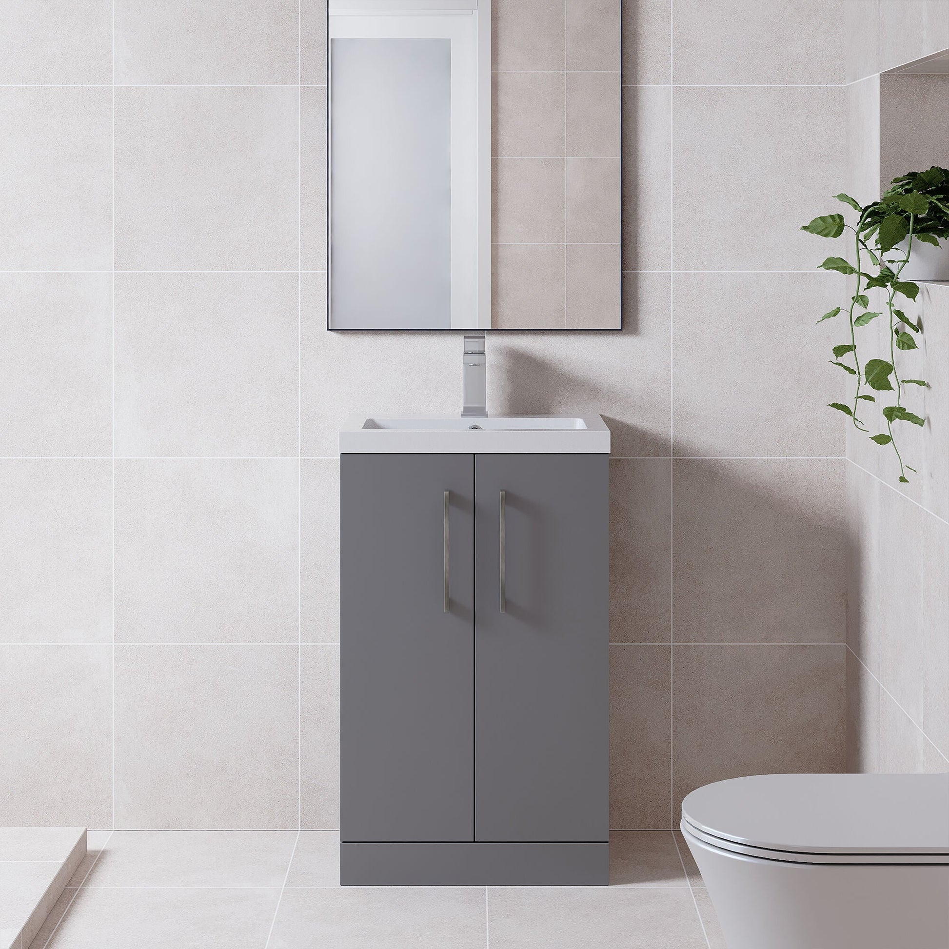 [BFLE030EH716] Bramshall Floor Standing Cloakroom Vanity Basin Unit with Choice of Finish, Handle Finish and Size - Lifestyle 1