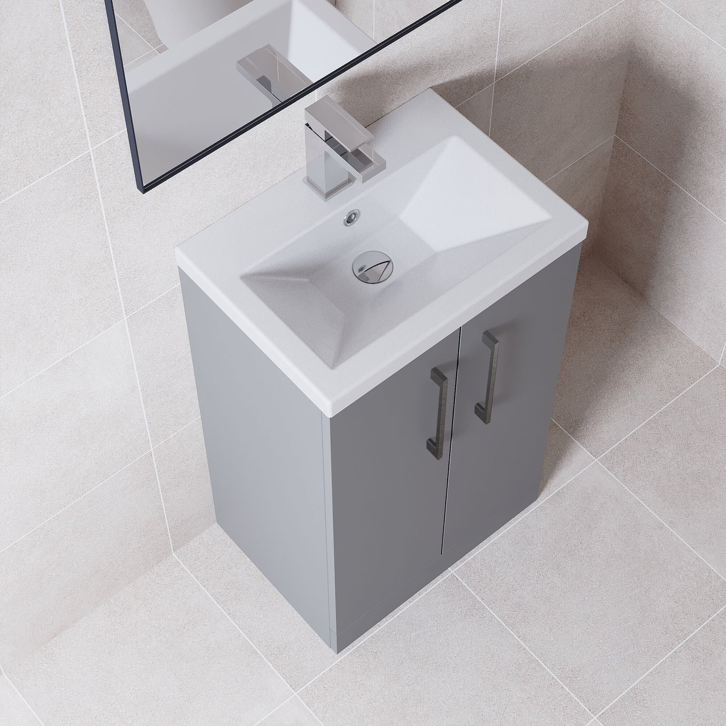 [BFLE030EH716] Bramshall Floor Standing Cloakroom Vanity Basin Unit with Choice of Finish, Handle Finish and Size - Lifestyle 2