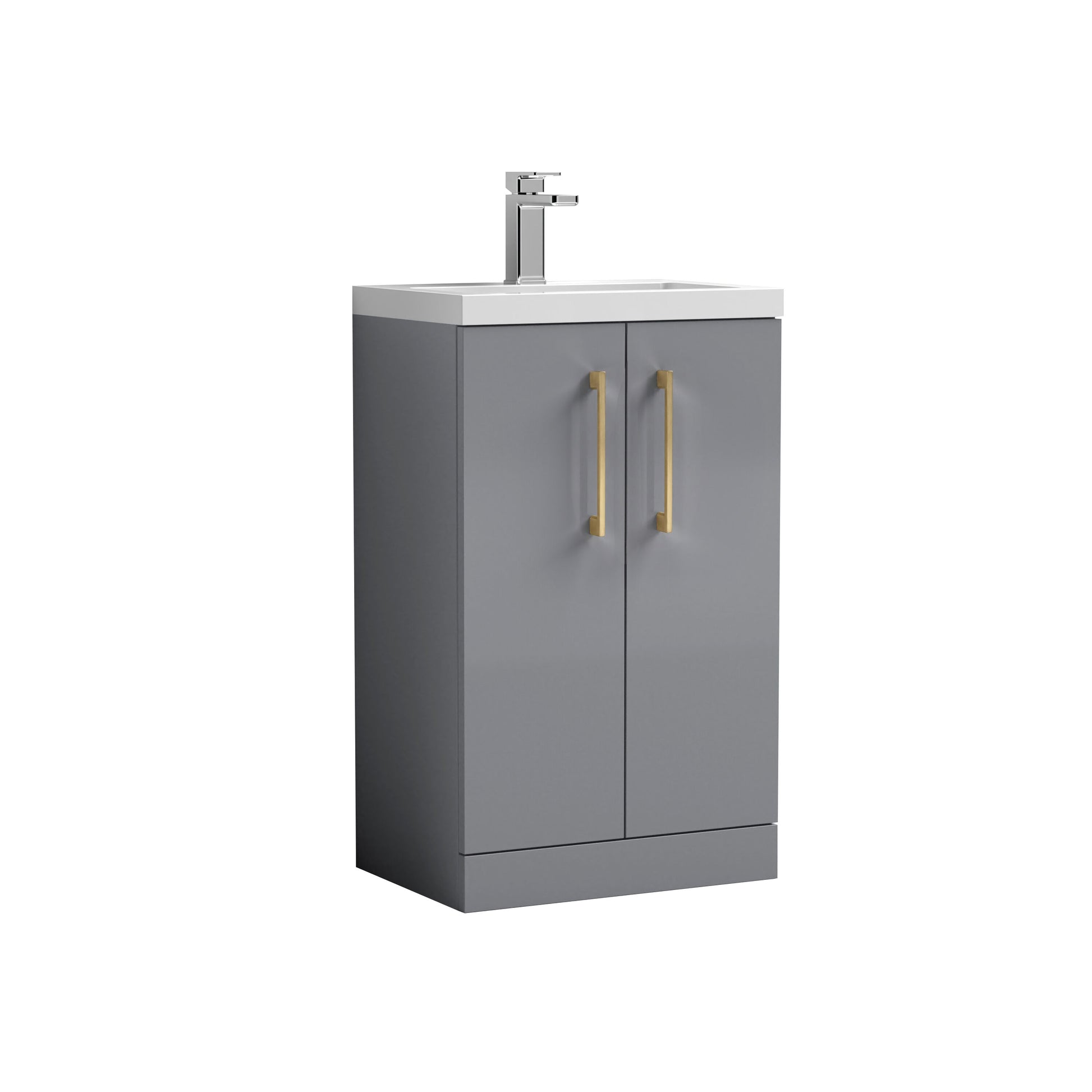 [BFLE030H017] Bramshall Contemporary Compact Floor Standing Vanity Basin Unit with Polymarble Basin, 500mm, Choice of Colour and Handle Finish - Cutout