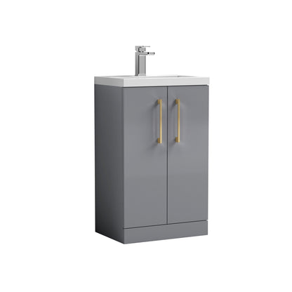 [BFLE030H017] Bramshall Contemporary Compact Floor Standing Vanity Basin Unit with Polymarble Basin, 500mm, Choice of Colour and Handle Finish - Cutout