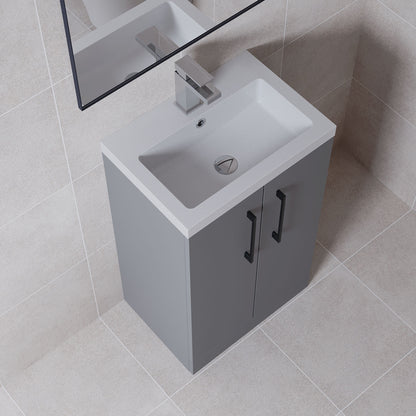 [BFLE030H018] Bramshall Contemporary Compact Floor Standing Vanity Basin Unit with Polymarble Basin, 500mm, Choice of Colour and Handle Finish - Lifestyle 2