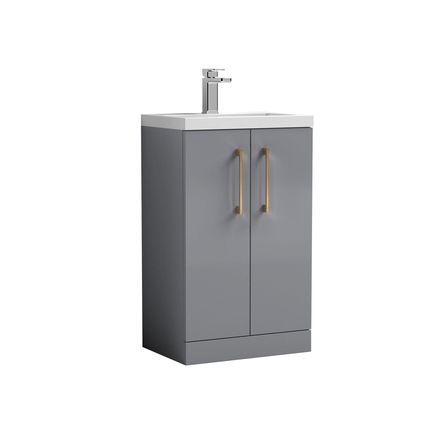 [BFLE030H1516] Bramshall Contemporary Compact Floor Standing Vanity Basin Unit with Polymarble Basin, 500mm, Choice of Colour and Handle Finish - Cutout