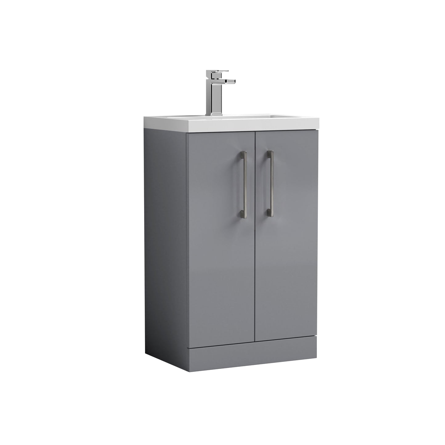 [BFLE030H716] Bramshall Contemporary Compact Floor Standing Vanity Basin Unit with Polymarble Basin, 500mm, Choice of Colour and Handle Finish - Cutout