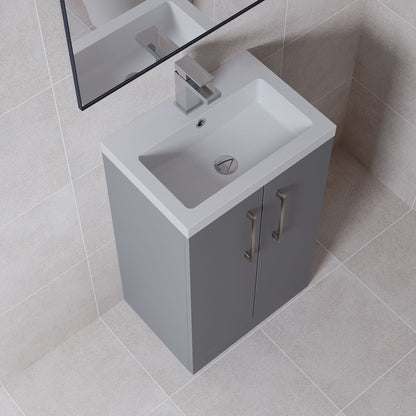 [BFLE030H716] Bramshall Contemporary Compact Floor Standing Vanity Basin Unit with Polymarble Basin, 500mm, Choice of Colour and Handle Finish - Lifestyle 2