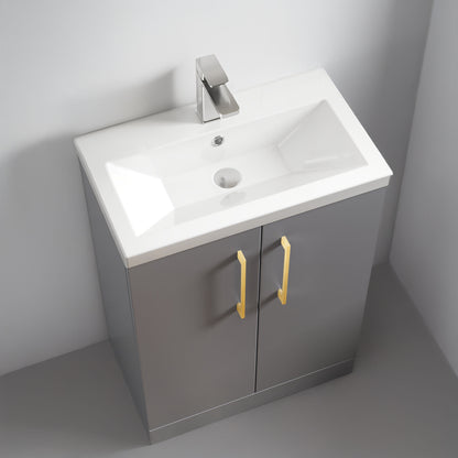 [BFLE031EH017] Bramshall Contemporary Compact Floor Standing Vanity Basin Unit with Ceramic Basin, 600mm, Choice of Colour and Handle Finish - Lifestyle 2