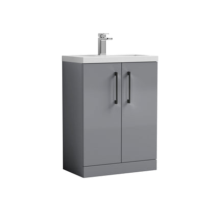 [BFLE031EH018] Bramshall Contemporary Compact Floor Standing Vanity Basin Unit with Ceramic Basin, 600mm, Choice of Colour and Handle Finish - Cutout