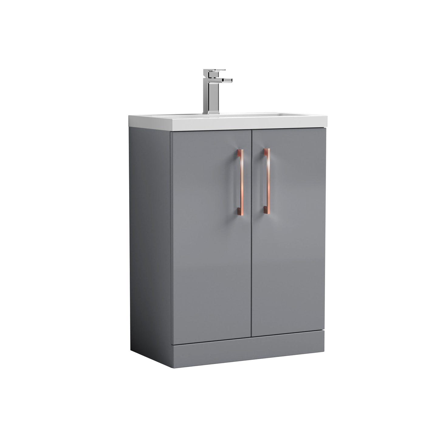 [BFLE031EH019] Bramshall Contemporary Compact Floor Standing Vanity Basin Unit with Ceramic Basin, 600mm, Choice of Colour and Handle Finish - Cutout