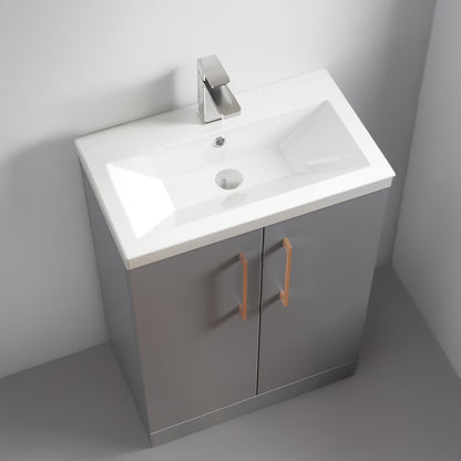 [BFLE031EH1516] Bramshall Contemporary Compact Floor Standing Vanity Basin Unit with Ceramic Basin, 600mm, Choice of Colour and Handle Finish - Lifestyle 2