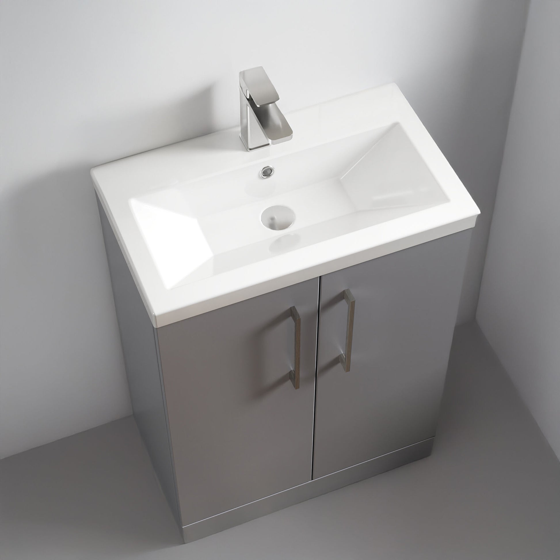 [BFLE031EH716] Bramshall Contemporary Compact Floor Standing Vanity Basin Unit with Ceramic Basin, 600mm, Choice of Colour and Handle Finish - Lifestyle 2