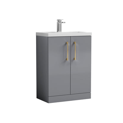 [BFLE031H017] Bramshall Contemporary Compact Floor Standing Vanity Basin Unit with Polymarble Basin, 600mm, Choice of Colour and Handle Finish - Cutout
