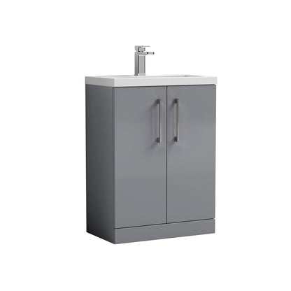 [BFLE031H716] Bramshall Contemporary Compact Floor Standing Vanity Basin Unit with Polymarble Basin, 600mm, Choice of Colour and Handle Finish - Cutout