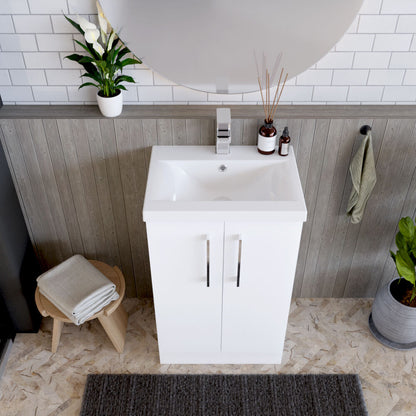 [BFLE101A] Contemporary Floor Standing Vanity Unit with Mid-Edge Basin, Choice of Size - Lifestyle 2