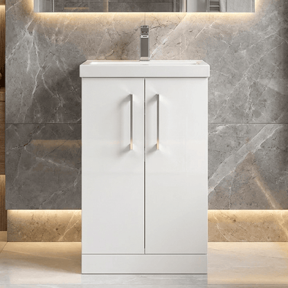 [BFLE101A] Contemporary Floor Standing Vanity Unit with Mid-Edge Basin, Choice of Size - Silo