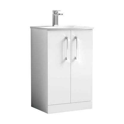 [BFLE101G] Balterley  Contemporary Bathroom 2-Door Floor-Standing Curved Basin Vanity Unit, Gloss White, 500mm - Cutout