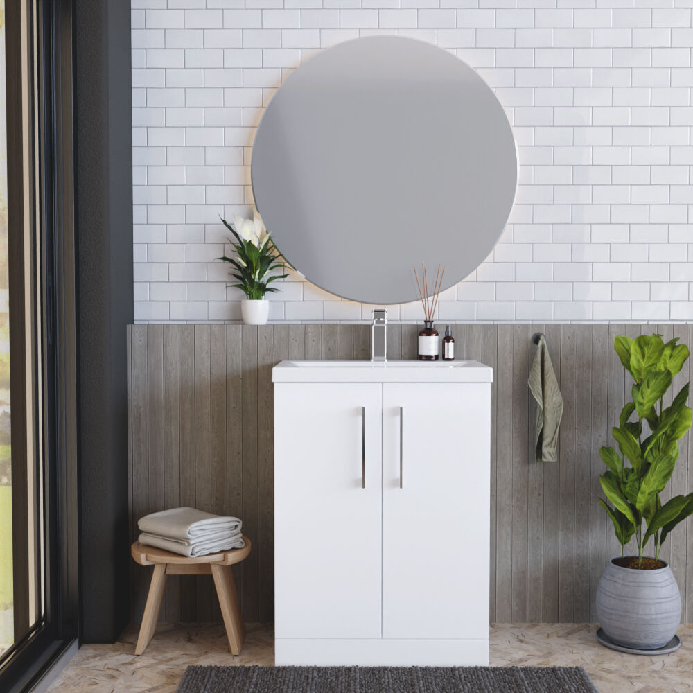 [BFLE103A] Contemporary Floor Standing Vanity Unit with Mid-Edge Basin, Choice of Size - Lifestyle 1
