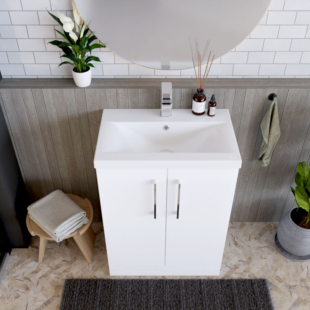 [BFLE103A] Contemporary Floor Standing Vanity Unit with Mid-Edge Basin, Choice of Size - Lifestyle 2