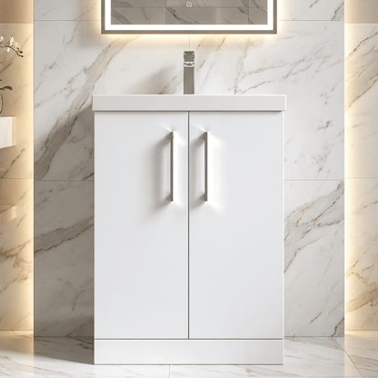 [BFLE103A] Contemporary Floor Standing Vanity Unit with Mid-Edge Basin, Choice of Size - Silo
