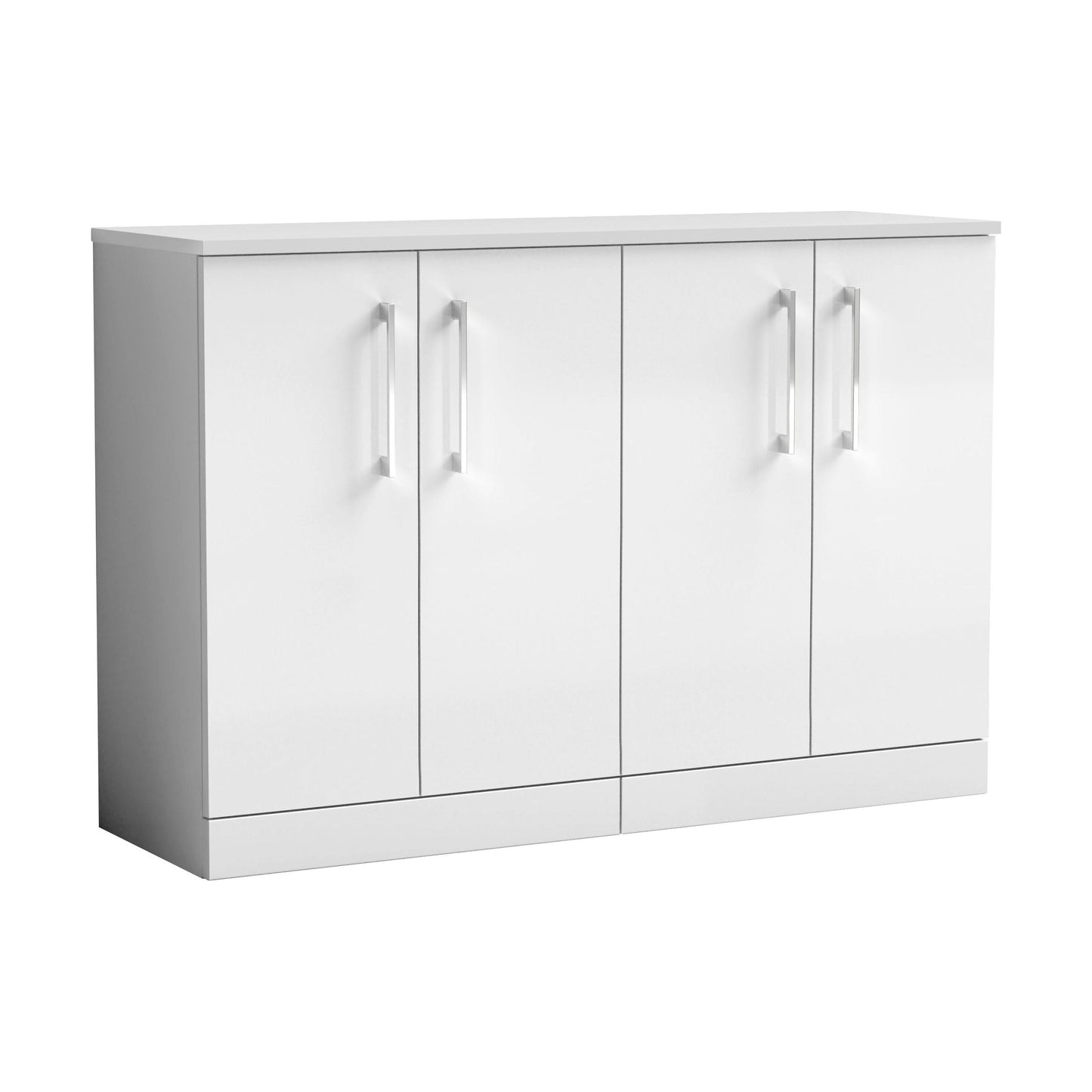 [BFLE103W2] Balterley Level Modern Bathroom 4 Soft Close Door Floor Standing Vanity with Worktop, Rigid & Durable, Gloss White, 1205 mm - Cutout
