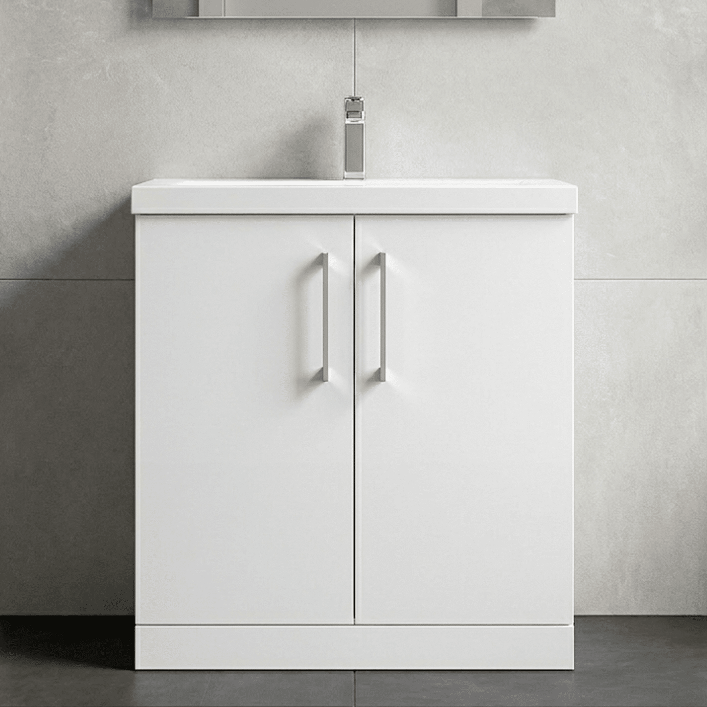 [BFLE105A] Contemporary Floor Standing Vanity Unit with Mid-Edge Basin, Choice of Size - Silo