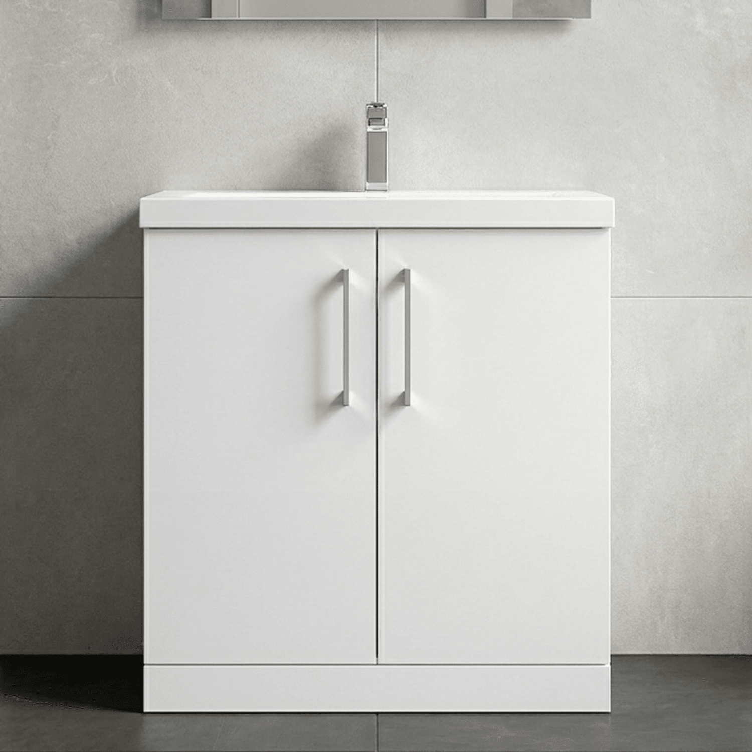 [BFLE105A] Contemporary Floor Standing Vanity Unit with Mid-Edge Basin, Choice of Size - Silo