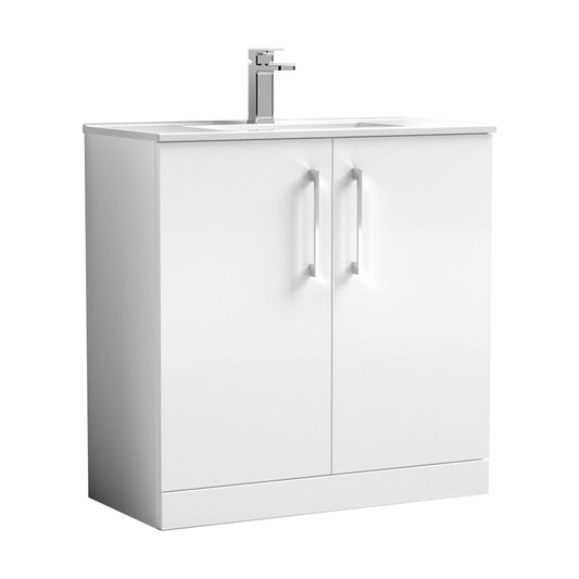 [BFLE105B] Balterley  Modern Bathroom 2 Soft Close Door & Minimalist Vanity Unit Basin, Gloss White, 435mm - Cutout